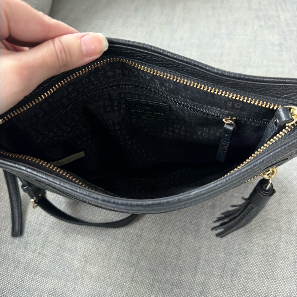 Kate Spade Black Pebbled Leather Tassel Zip Crossbody Bag - Picture 5 of 8